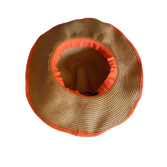 Steve Madden Natural Color Sun Hat Orange Band One Size - Picture 4 of 4